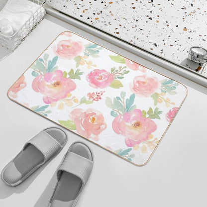 Peony Floral Print  Eco-Friendly Bath Mat