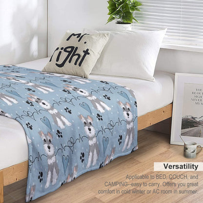 Love Salt And Pepper Miniature Schnauzer Plush Throw Blanket
