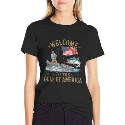 Gulf Of USA America Gift Men Women Flag Beach Versatile T-Shirt
