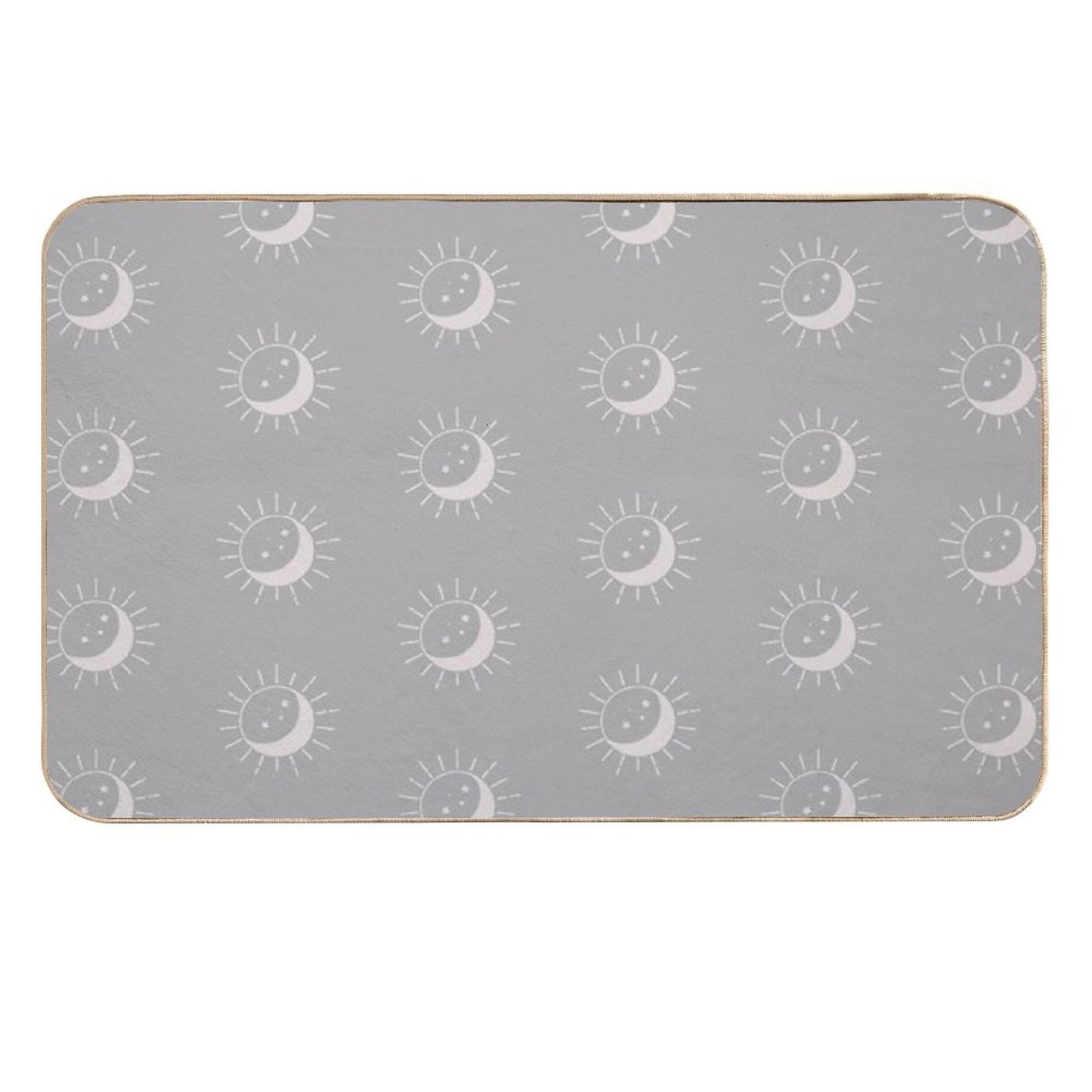 Pretty Sun And Moon Pattern Soft Aesthetic In Muted Colors Gray Taupe  Non-Slip Bath Mat