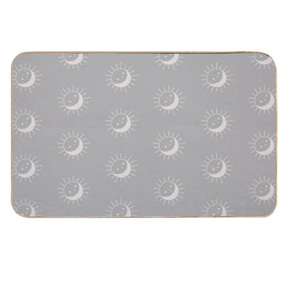 Pretty Sun And Moon Pattern Soft Aesthetic In Muted Colors Gray Taupe  Non-Slip Bath Mat