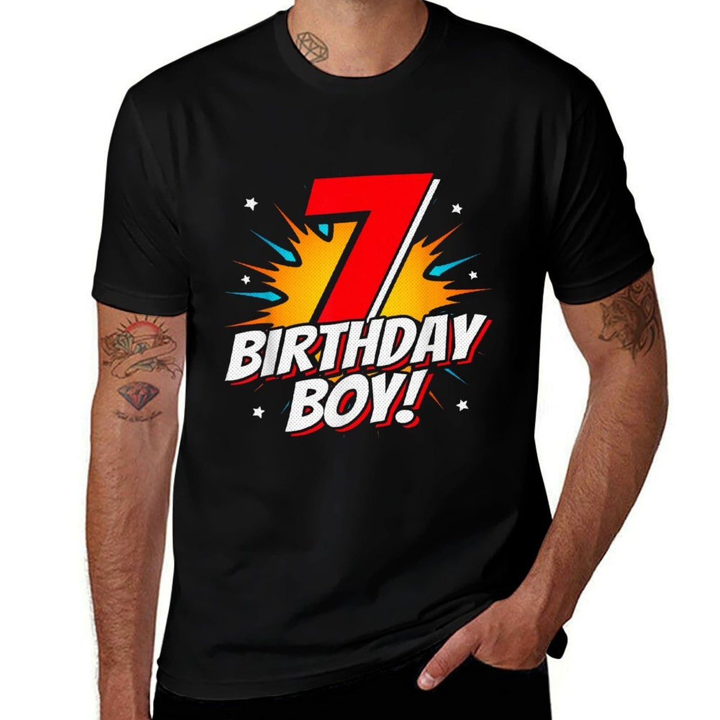 Superhero Birthday Boy Party - 7 Year Old - 7th Birthday Comfortable T-Shirt