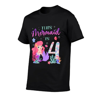 4th Birthday Cute Mermaid Girl 4 Year Old Birthday Party  Eco-friendly Material T-Shirt