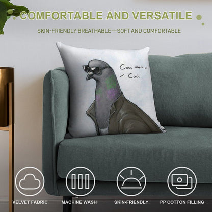 Coo' Man, Coo' Pigeon Soft Washable Throw Pillow