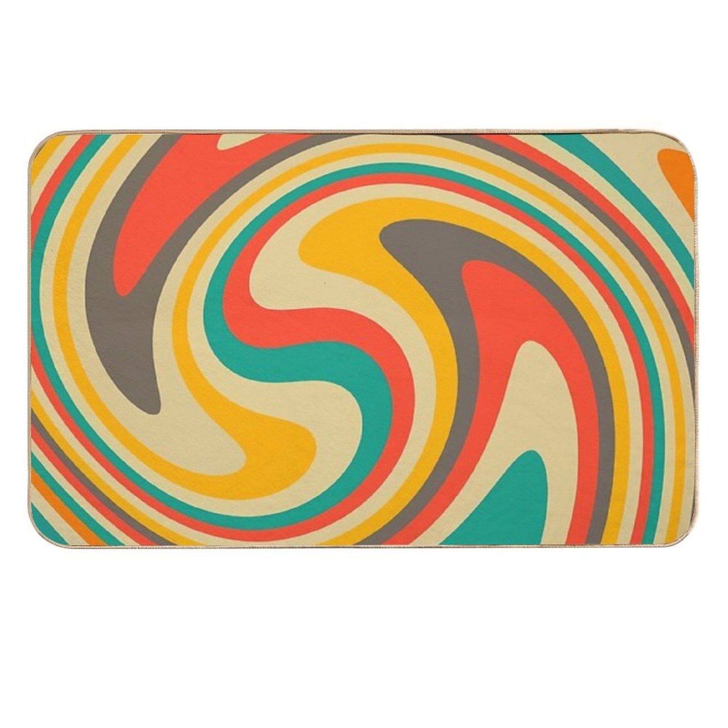 Retro Swirl  70s Colors Abstract  Versatile Bath Mat
