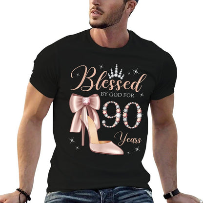 Blessed By God For 90 Years Old 90th Birthday Party Queen  Lightweight T-Shirt