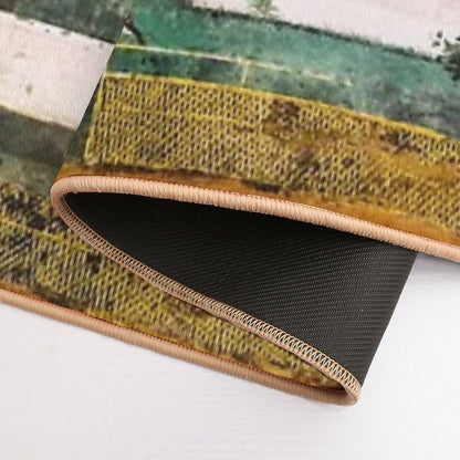 ANTIQUE ROMAN WALL PAINTING Flower Garden Flying Birds Pine,Quince And Apple Trees  Multi-Purpose Bath Mat