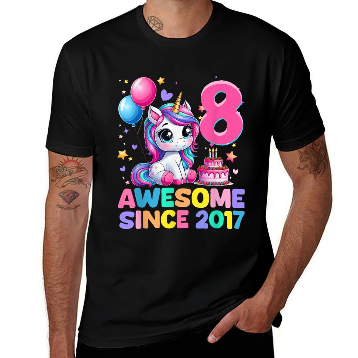 Unicorn 8th Birthday Gifts 8 Year Old Unicorn Girlsns  Easy-care T-Shirt
