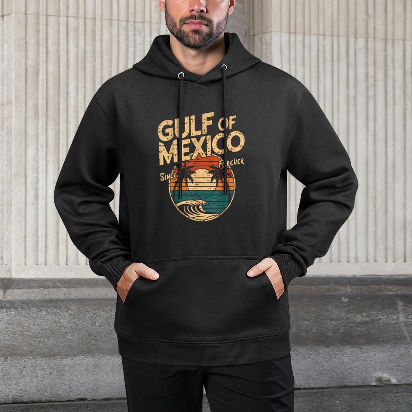 Gulf of USA America Funny Gulf of Mexico Flag Map Pilling-Resistant Hoodie
