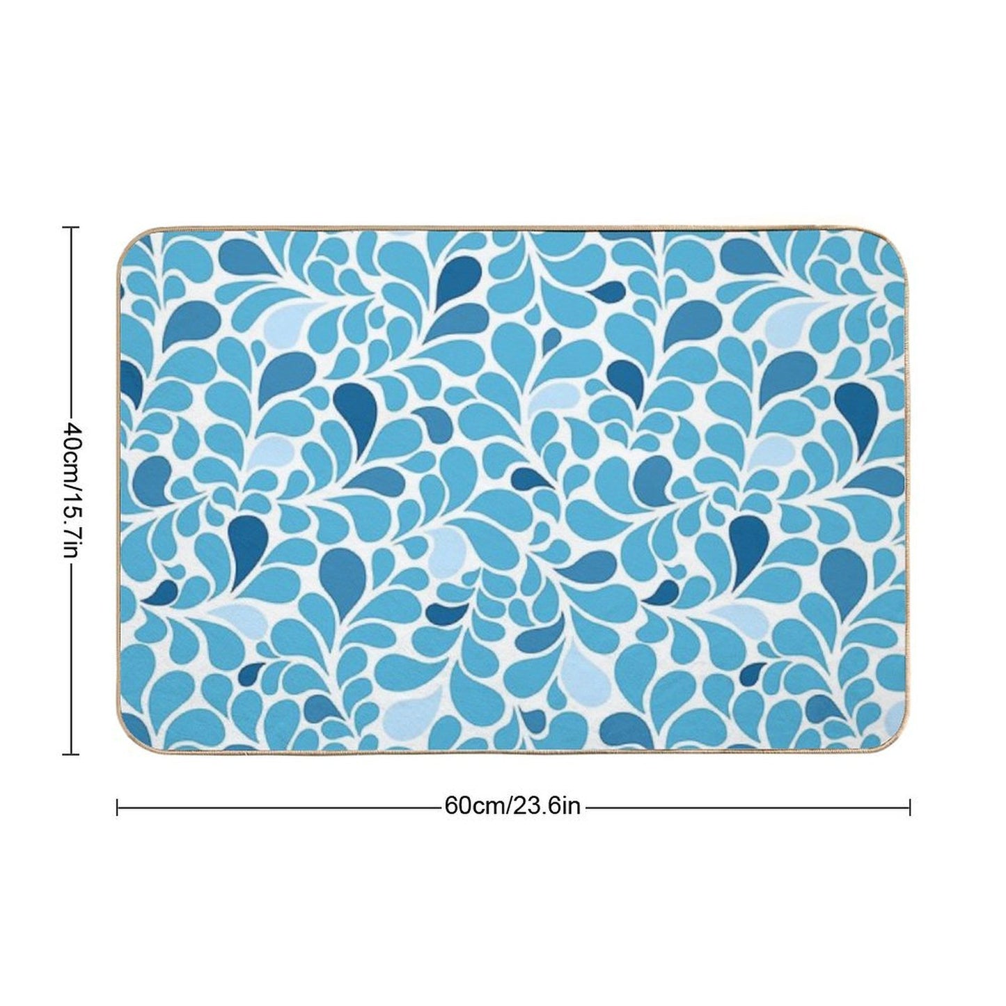 Water Drops Flourish Pattern, Ornamental Style Seamless Pattern,  Easy Maintenance Bath Mat