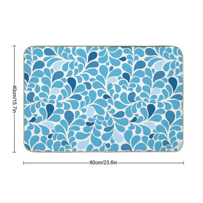 Water Drops Flourish Pattern, Ornamental Style Seamless Pattern,  Easy Maintenance Bath Mat