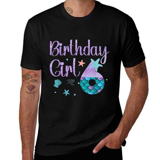 Mermaid Birthday Girl 6 Year Old Its My 6th Bday Mermaid  Cotton T-Shirt
