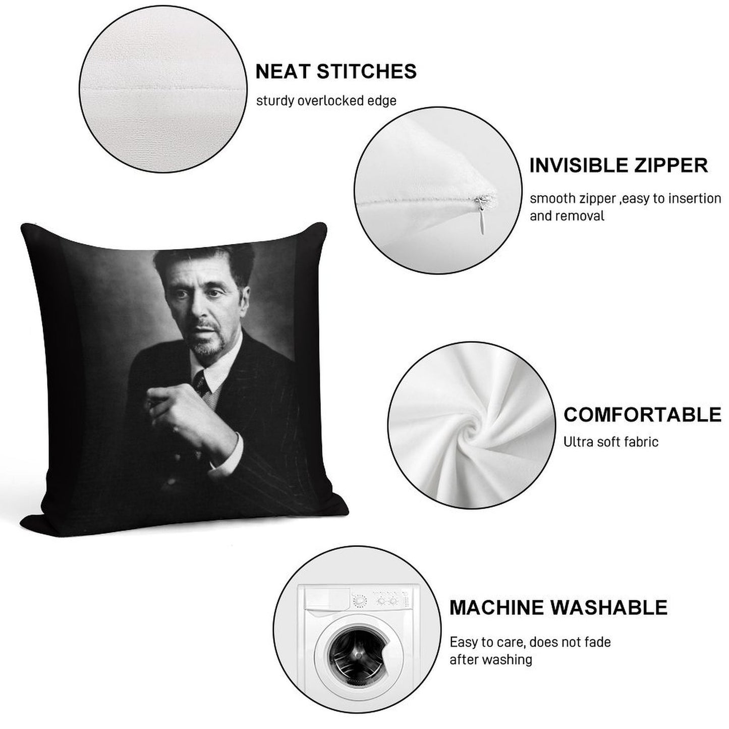 Al Pacino Art Soft Luxury Feel Throw Pillow