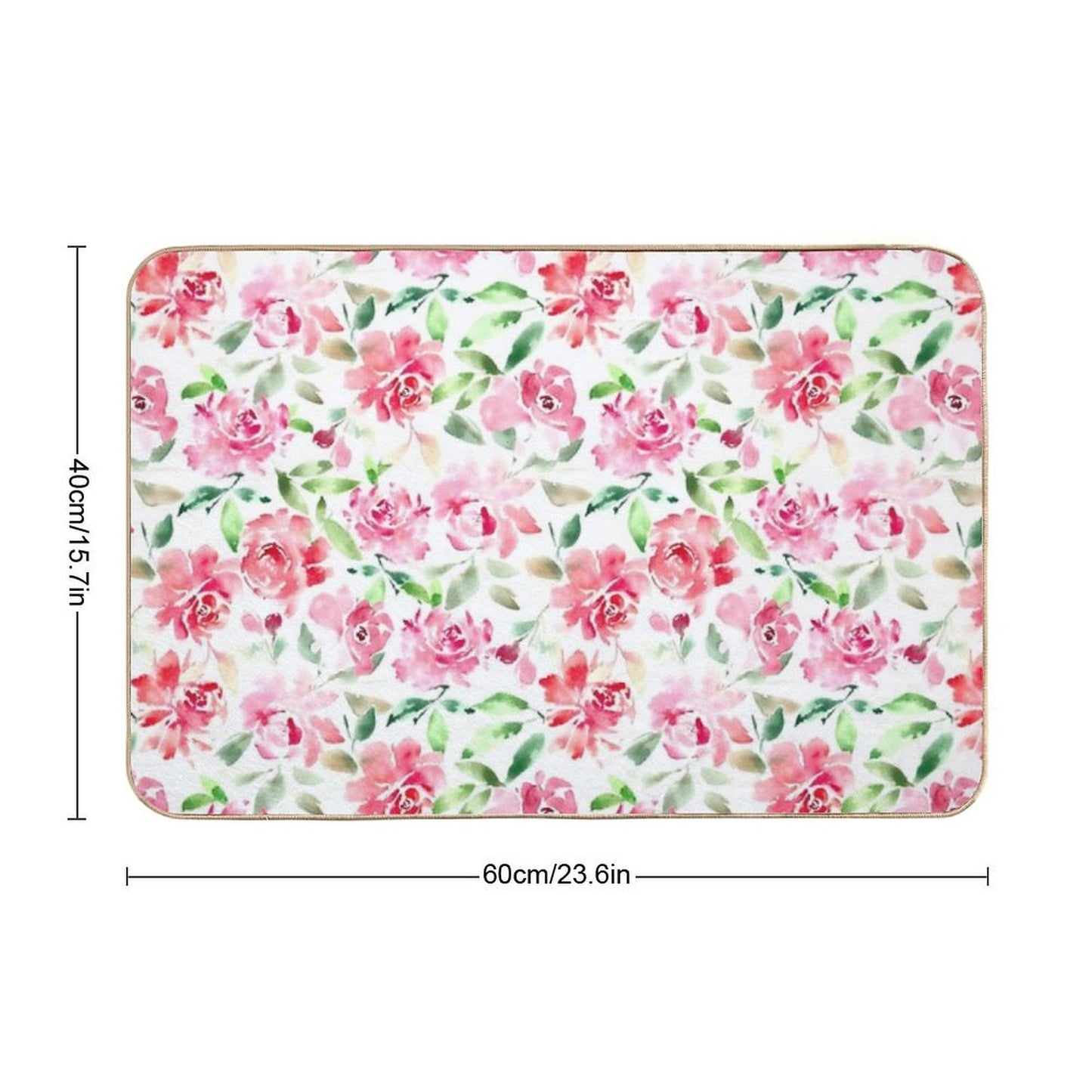 Watercolor Rose  Easy To Clean Bath Mat
