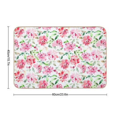 Watercolor Rose  Easy To Clean Bath Mat