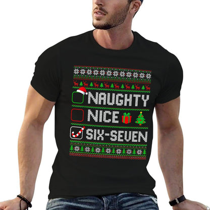 Six Seven 67 Meme Nice Naughty Christmas Pajamas Men Women  Soft T-Shirt