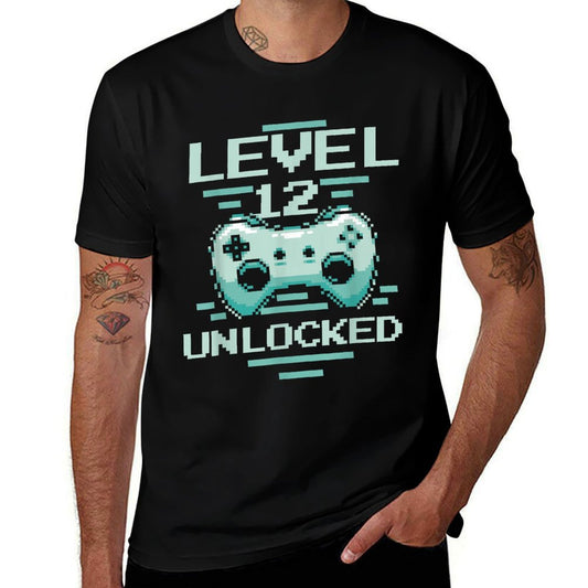 Gaming 12th Birthday - Year Old Gamer Level 12 Unlocked  Summer-ready Fabric T-Shirt