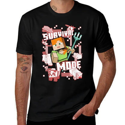 Minecraft Alex Survival Mode Trident  Oversized Silhouette T-Shirt