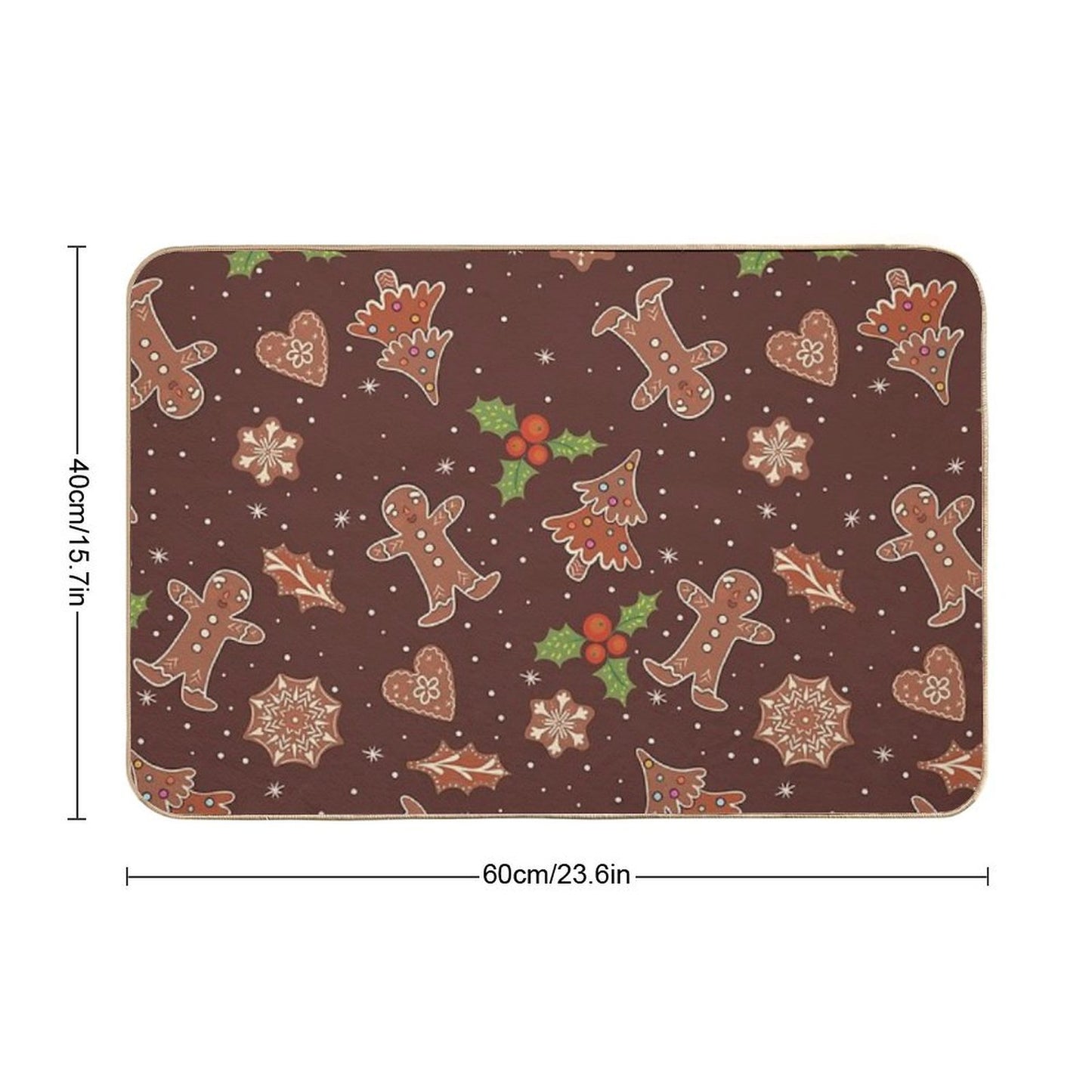 Cute Winter Festive Gingerbread  Non-Slip Bath Mat