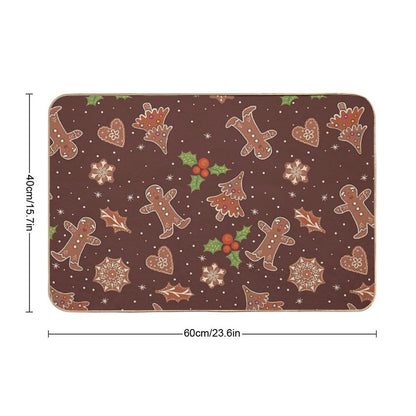 Cute Winter Festive Gingerbread  Non-Slip Bath Mat