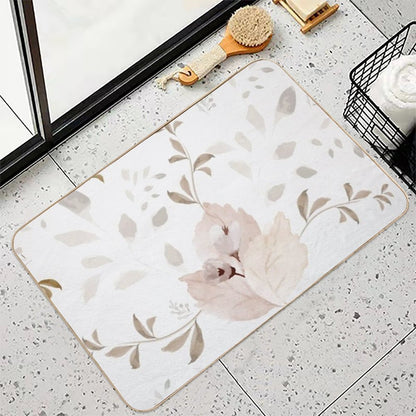 Neutral Watercolor Flower Pattern  Long-Lasting Bath Mat