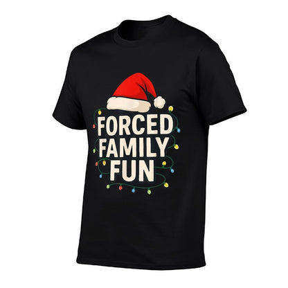 Forced Family Fun Men Women Kids Christmas Pajamas  Heathered Texture T-Shirt