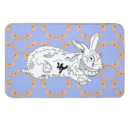 Sweet Bunny - Illustration - Vegan Art  Repositionable Bath Mat