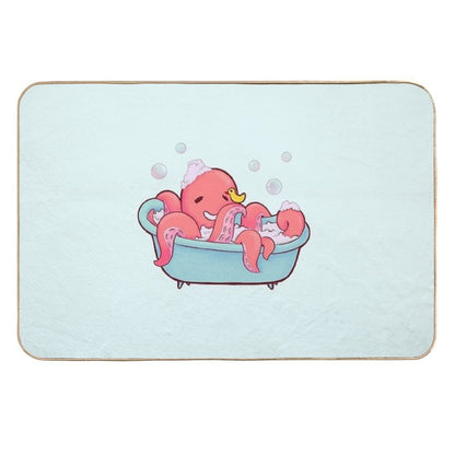 Cute Octopus Taking A Bath with Rubber Duck Durable Bath Mat
