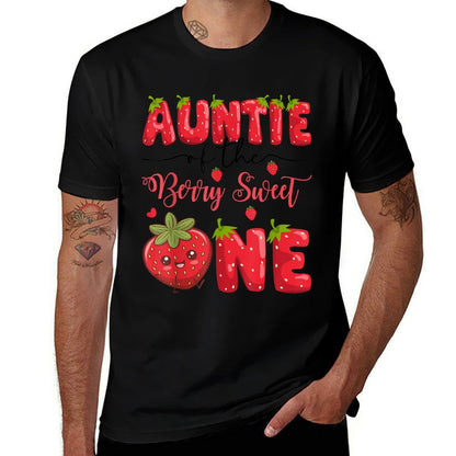 Auntie Of The Berry Sweet One Strawberry First Birthday  Graphic-printed T-Shirt