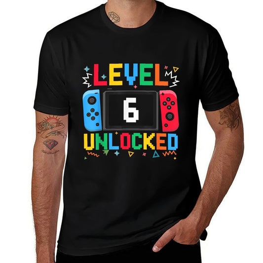 Level 6 Unlocked Birthday Video Gamer 6th Birthday Kids Boys  Heathered Texture T-Shirt