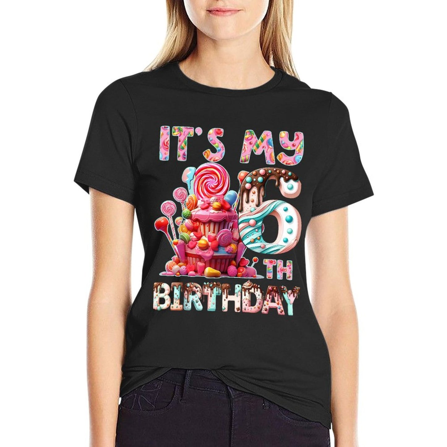 Kids It’s My 6th Birthday 6 Years Old Sweet Candy Bday Party  Moisture-wicking T-Shirt