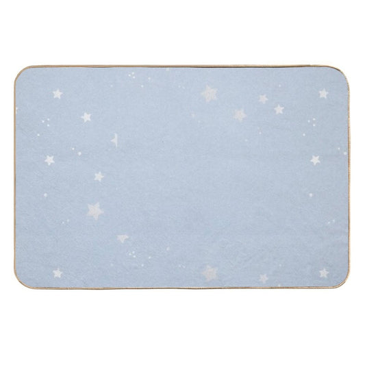 Baby Blue Silver Stars  Non-Slip Bath Mat