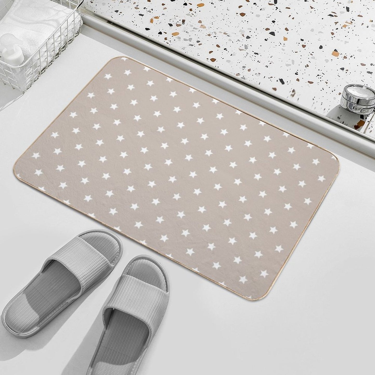 Brilliant Stars - Beige  Anti-Trip Bath Mat