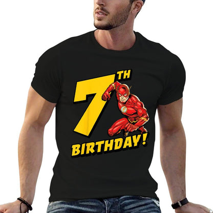Kids The Flash 7th Birthday  Tagless Design T-Shirt
