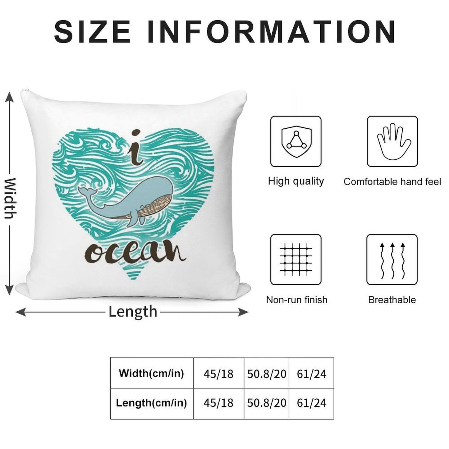I Love Ocean (happy Whale) Ocean Soft Style Accent Throw Pillow