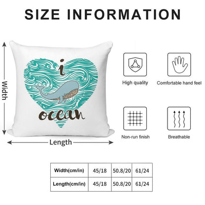 I Love Ocean (happy Whale) Ocean Soft Style Accent Throw Pillow