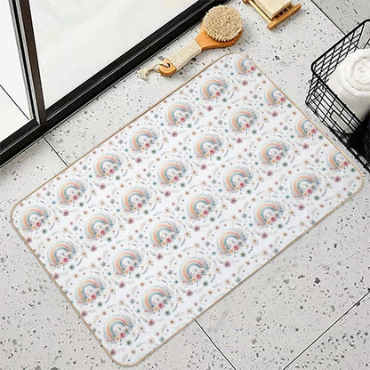 Cute Little Duck Rainbow Flowers  Odorless Bath Mat