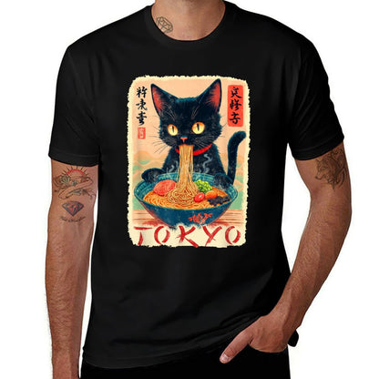 Tokyo Cat Ramen Noodles Japanese Culture  Relaxed-fit T-Shirt