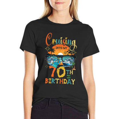 Cruising Into My 70Th Birthday Family Cruise 70th Birthday  Heathered Texture T-Shirt