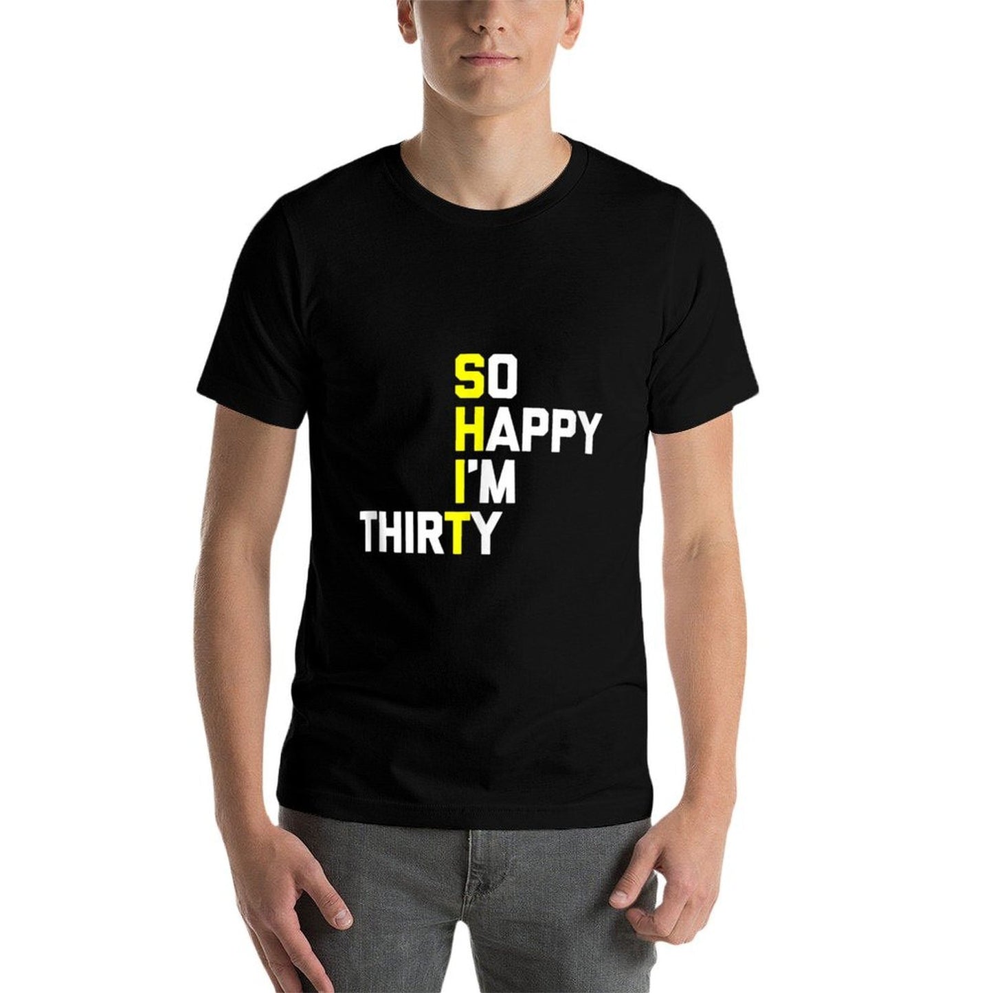 30th Birthday So Happy I'm 30 - Funny 30th Birthday  Oversized Silhouette T-Shirt