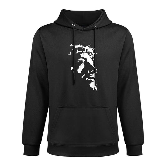 Funny Jesus Christ Face With Crown Of Thorns Passion Stencil Pilling-Resistant Hoodie