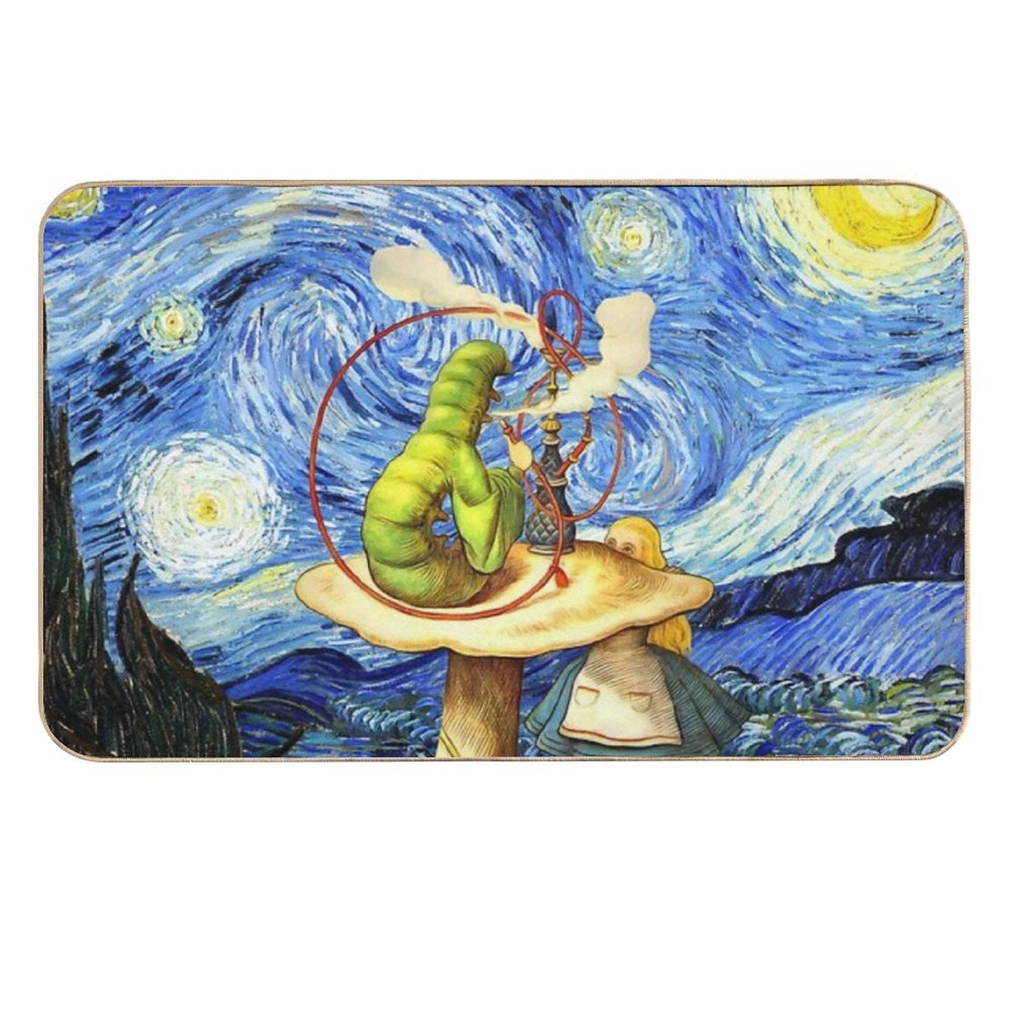 Alice & The Caterpillar Starry Night - Alice In Wonderland  Long-Lasting Bath Mat