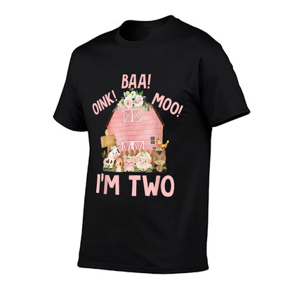 Oink Baa Moo I'm 2 Farm Theme Birthday 2 Yrs Old Girl  Eco-friendly Material T-Shirt