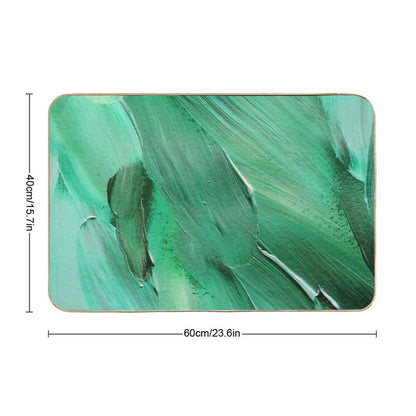 Sea Foam Green And Jade-Hues Abstract Painting  Stain-Proof Bath Mat