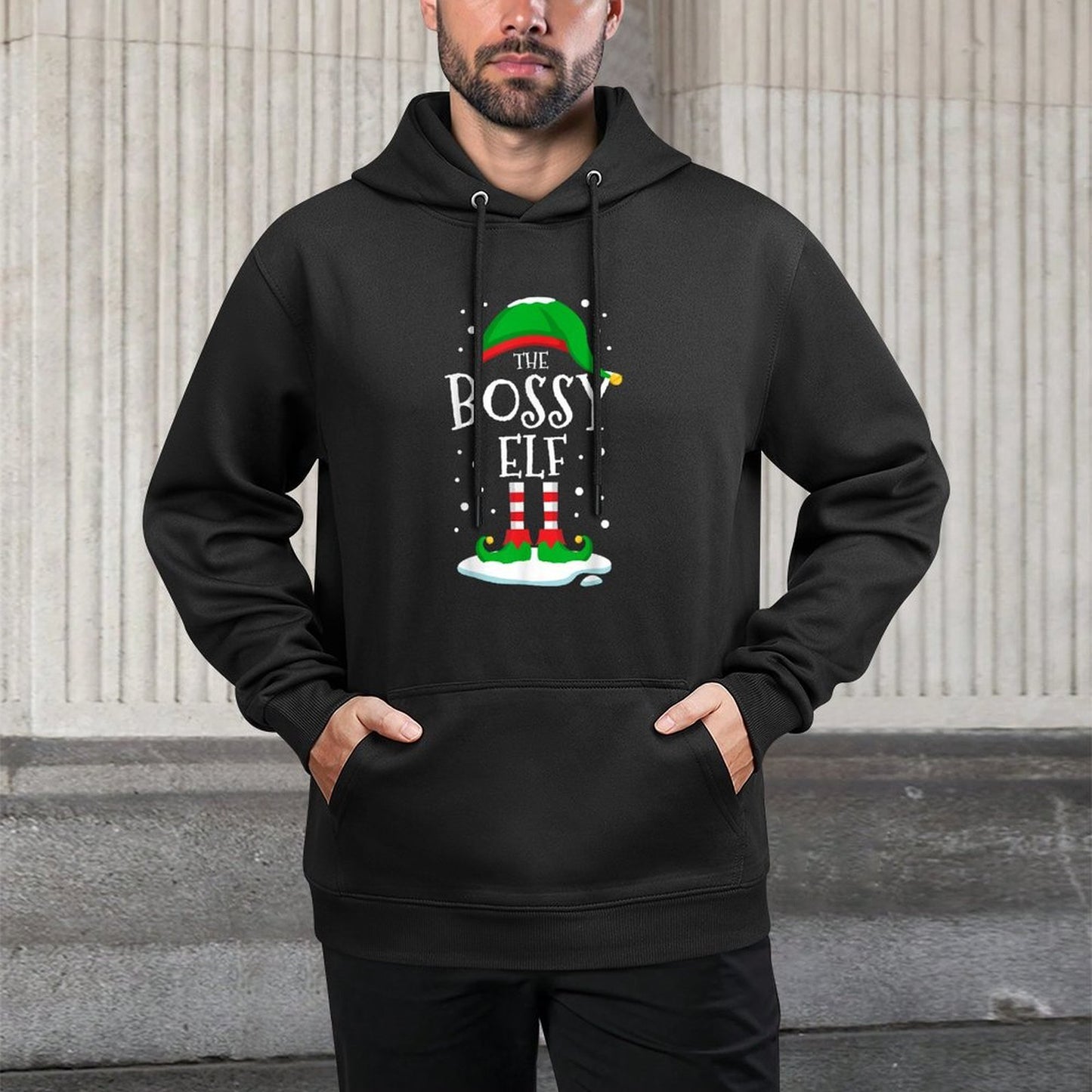 The Bossy Elf Christmas Family Matching Xmas Group Funny Breathable Fabric Hoodie