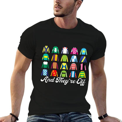 And They&#39;re Off Horse Racing Derby Day Funny Silks Jockey  Vintage-inspired T-Shirt