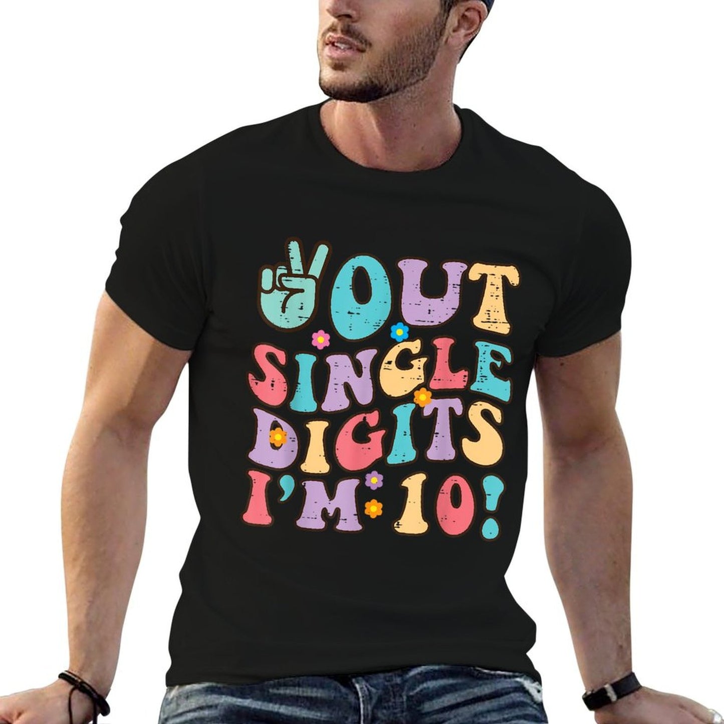 10th Birthday Peace Out Im 10 Years Old Groovy Girls Boys  Moisture-wicking T-Shirt