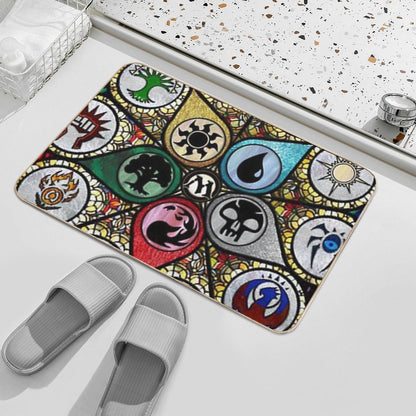 Vintage MTG Stained Glass Art  Dirt-Trapping Bath Mat