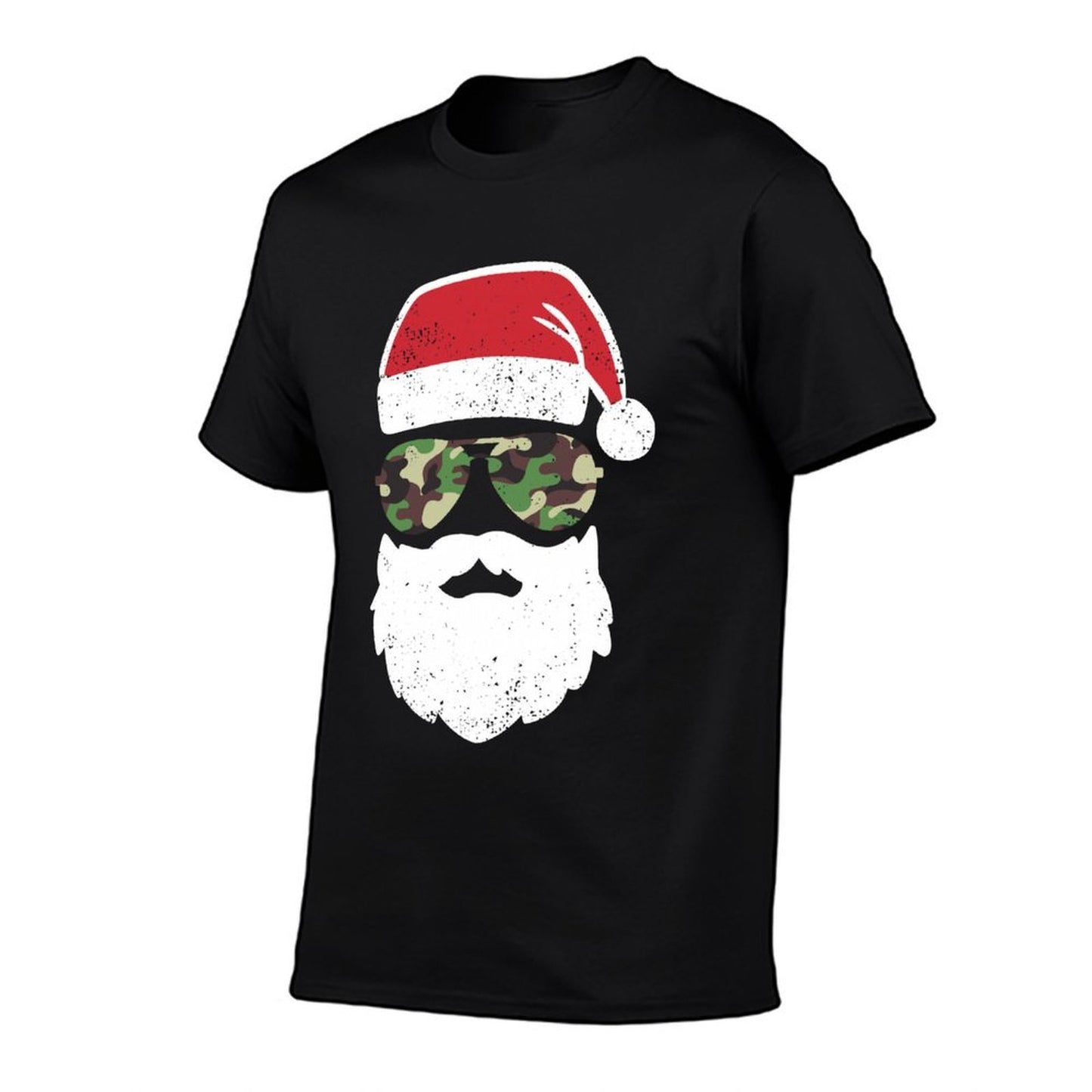 Camo Santa Claus Sunglasses Funny Camo Christmas Camouflage  Durable T-Shirt