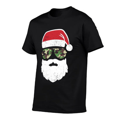 Camo Santa Claus Sunglasses Funny Camo Christmas Camouflage  Durable T-Shirt
